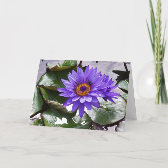 Purple Flower Birthday Frameable Card 7x5 (Front)