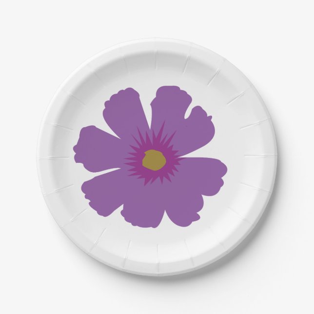 Purple Flower Birthday Paper Plates (Front)