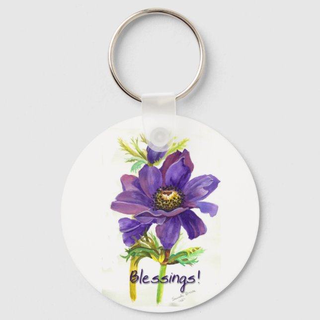 Purple flower blessings keychain (Front)