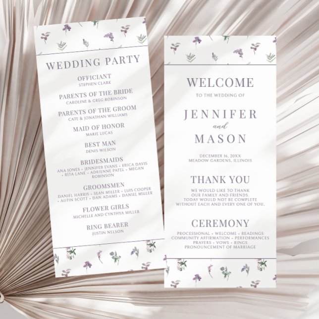 Purple flower blooms botanical wedding programs (Creator Uploaded)