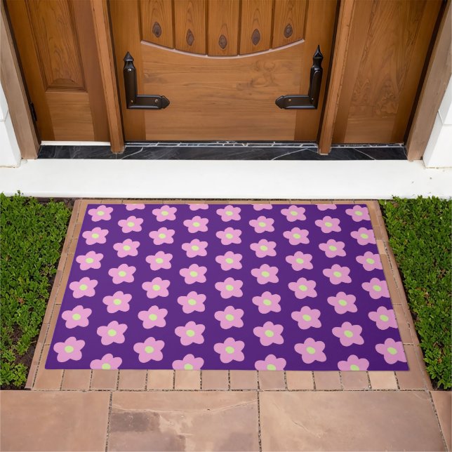 Purple Flower Blossoms Doormat (Outdoor)