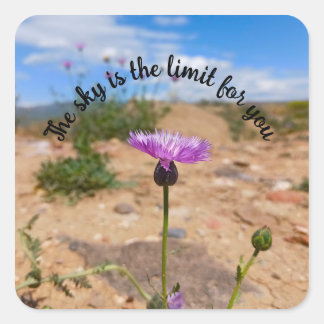 Purple Flower Botanical Positive Square Sticker