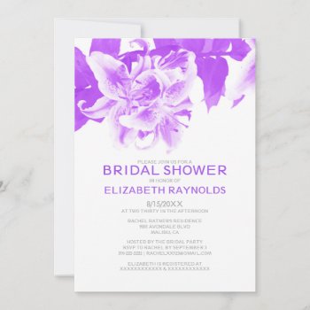 Purple Flower Bridal Shower Invitations by topinvitations at Zazzle