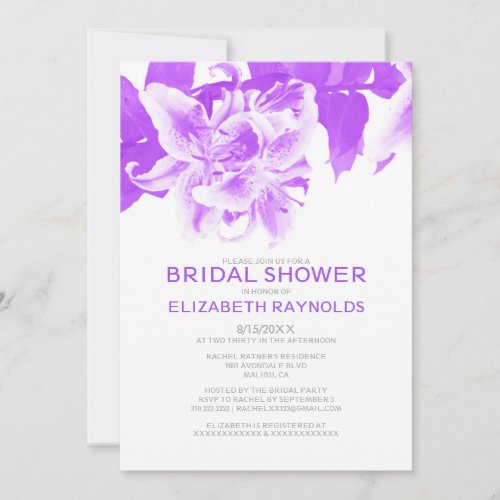 Purple Flower Bridal Shower Invitations
