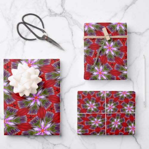 Purple Flower Bud Pattern Wrapping Paper Sheets
