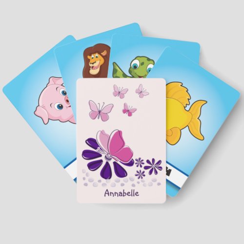 Purple Flower  Butterfly Doodle Your Name Matching Game Cards