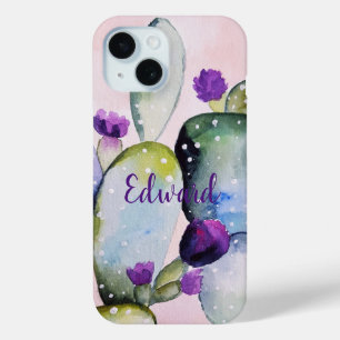 Purple Flower Cactus (Nopal) iPhone 15 Case