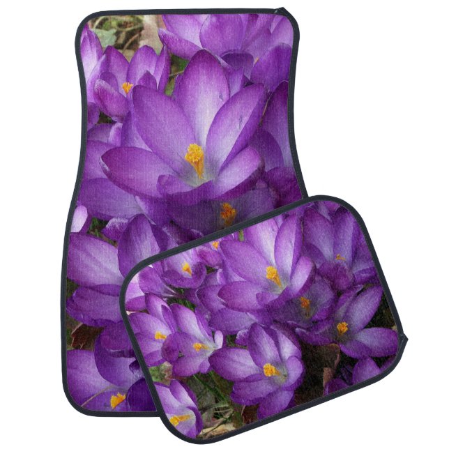 Purple Flower Car Floor Mats (Full Set) (Set)