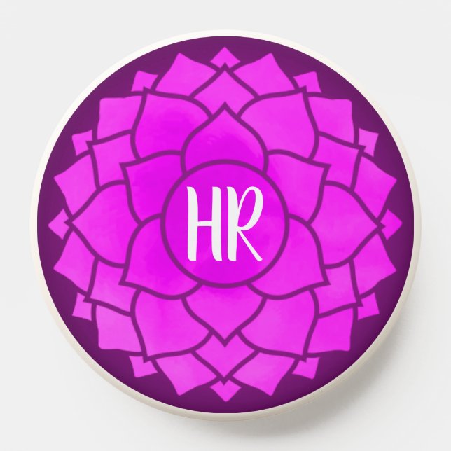 Purple Flower Chakra Symbol Mandala Monogrammed PopSocket (Popsocket)