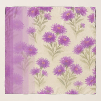 Purple Flower Chiffon Scarf