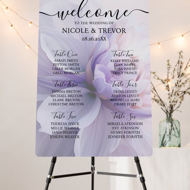 Purple Flower Closeup Seating Chart Foam Board (In Situ (Stand))