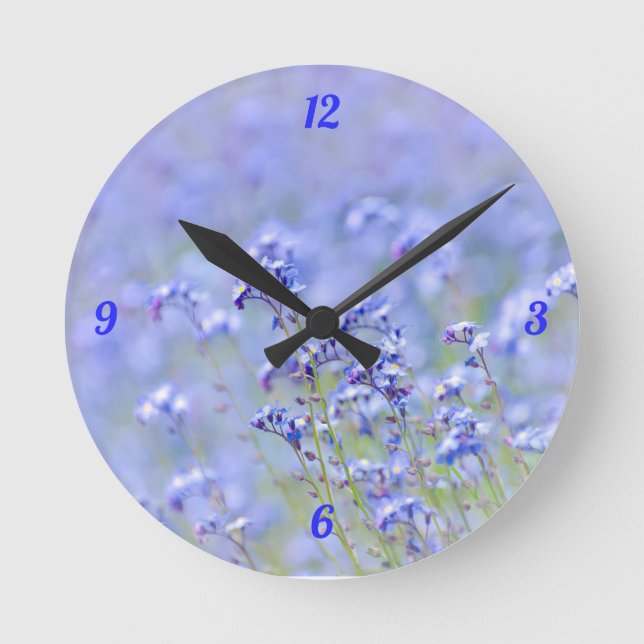 Purple Flower Country Meadow Summer Garden  Round Clock (Front)