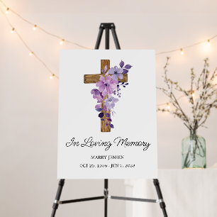 Purple Flower Cross Memorial Funeral Foam Board