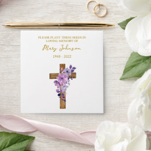 Purple Flower Cross Seed Packet Funeral Envelope