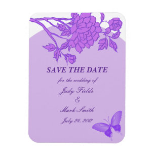 Purple Flower Custom Save The Date Magnet