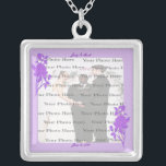 Purple Flower Custom Square Silver Necklace<br><div class="desc">Personalize this pretty necklace to have as wedding favors at your wedding reception or to have one yourself as a remembrance of your special day. This necklace is also the perfect gift for the bride ant her bridal shower. Personalize by changing the text in the fields provided and adding your...</div>