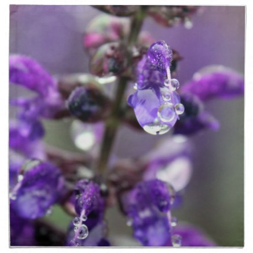 Purple Flower Dew Drop Floral Cloth Napkin