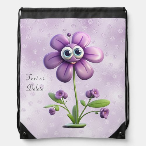 Purple Flower Drawstring Backpack