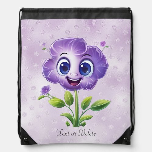 Purple Flower Drawstring Backpack