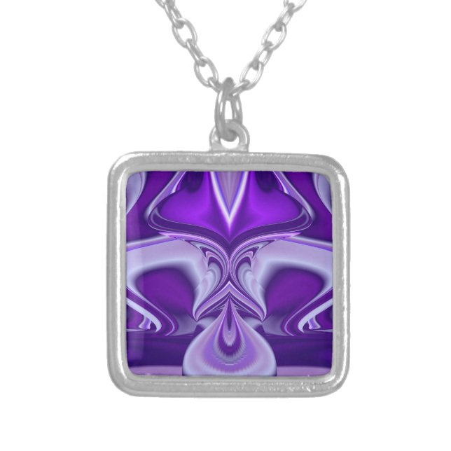 Purple Flower Dreams Silver Plated Necklace (Front)