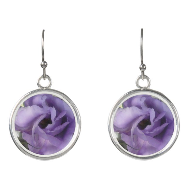 Purple Flower Drop Earrings (Front)