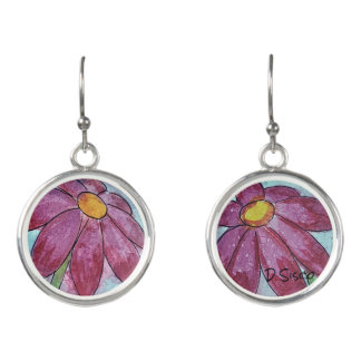 purple flower earrings