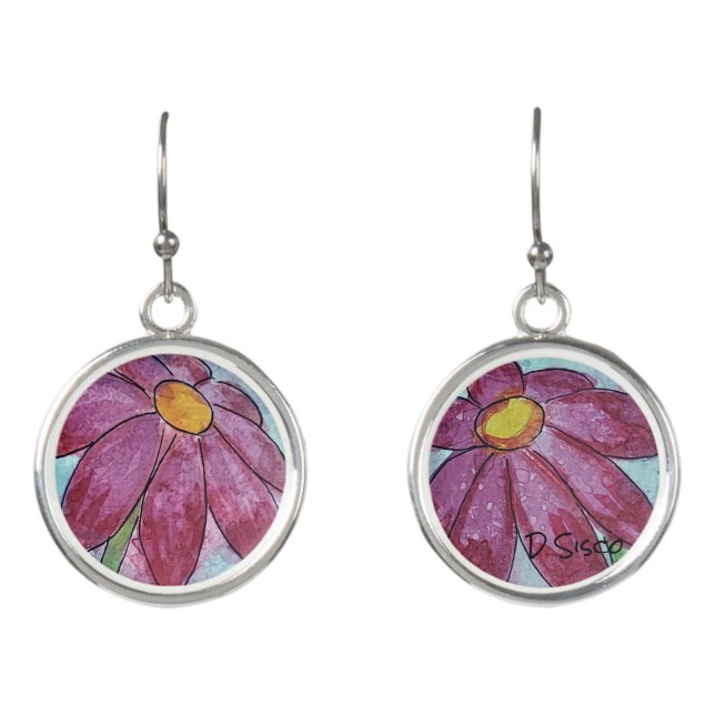 purple flower earrings (Front)