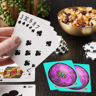 Purple Flower Easter Egg Poker Cards