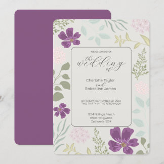 Purple Flower Elegance Wedding Invitation