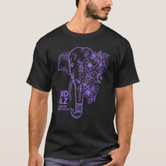 Purple Flower Elephant Alzheimer's Awareness Mom G T-Shirt
