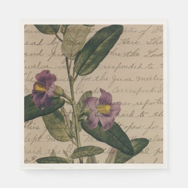 Purple Flower Ephemera Napkins (Front)