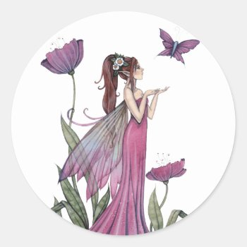 Purple Flower Fairy And Butterfly Stickers by robmolily at Zazzle