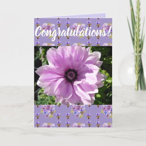 Purple Flower Floral Conrgatulations art Card