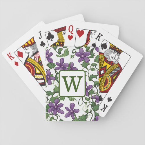 Purple Flower Floral Pattern Deck of Cards