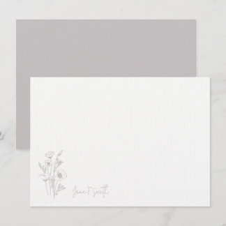 Purple Flower Floral Plant Personalized Stationary Thank You Card