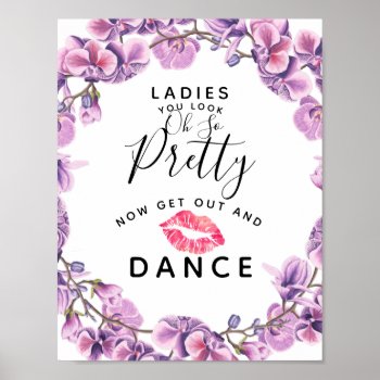 Purple Flower Foliage Ladies Bathroom Wedding Sign by TheArtyApples at Zazzle