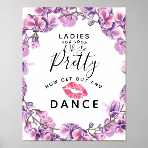 purple flower foliage Ladies BATHROOM wedding sign