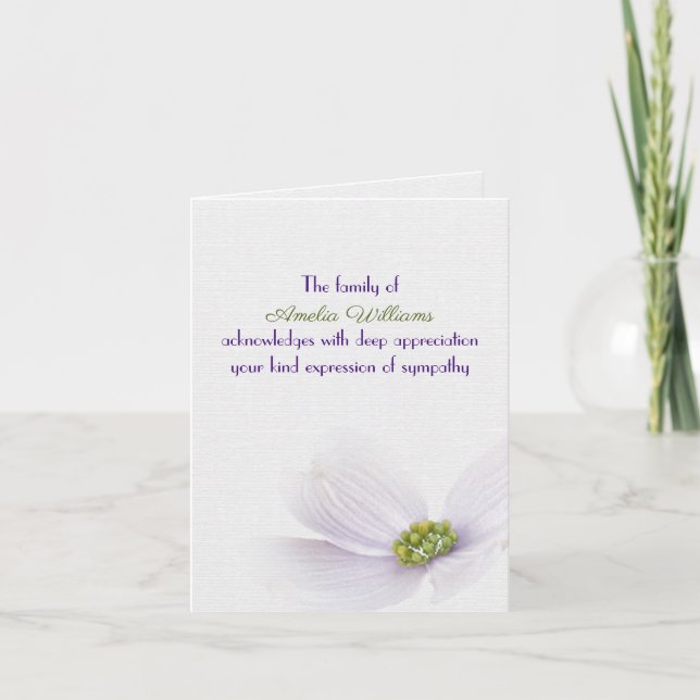Purple Flower for Sympathy Thank You from Family Card (Front)