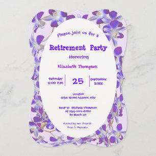purple flower frame floral Retirement Party card