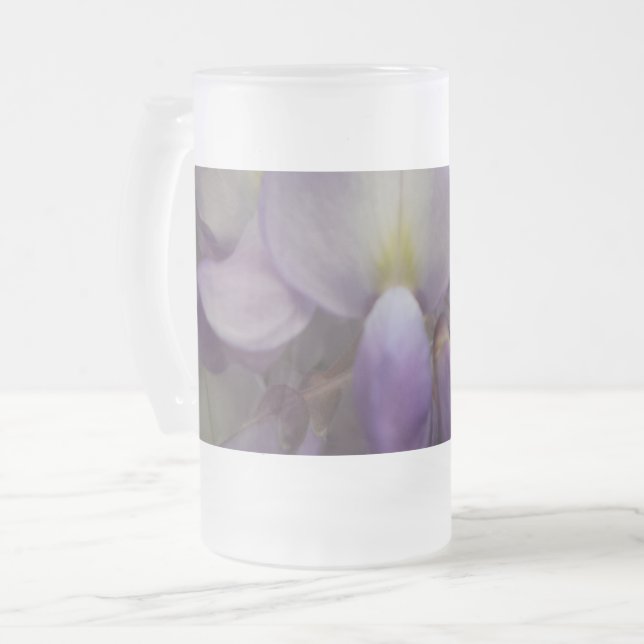 Purple Flower Frosted 16 oz Frosted Glass Mug (Front Left)