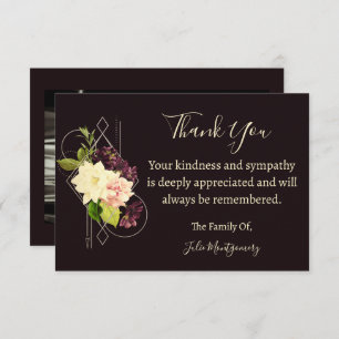 Purple Flower Funeral Photo Thank You Card