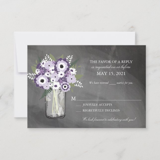 Purple Flower Garden Chalkboard Mason Jar | RSVP (Front)