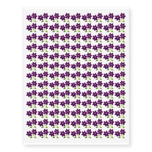 Purple Flower Garden Nature Design Temporary Tattoos (Front)