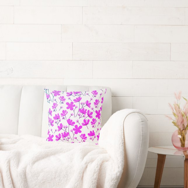 Purple Flower Garden Throw Pillow (Couch)