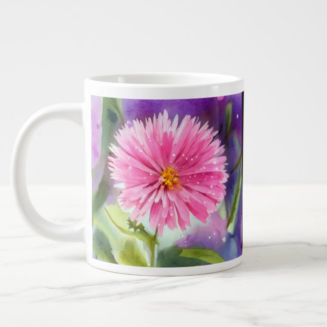 Purple Flower Giant Coffee Mug (Left)