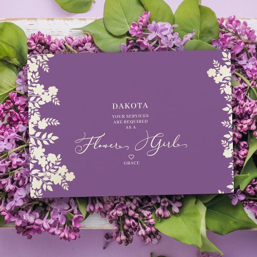 Purple Flower Girl Proposal Botanical Frame