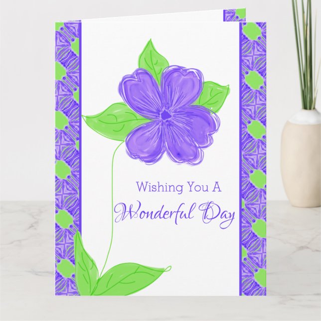 Purple Flower Happy Birthday Card (Front)