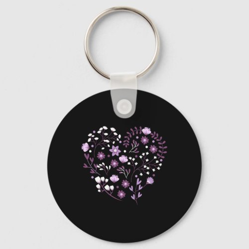 Purple Flower Heart  Keychain