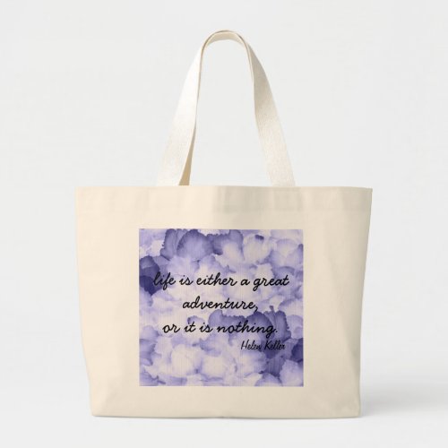 Purple flower Helen Keller quote tote bag