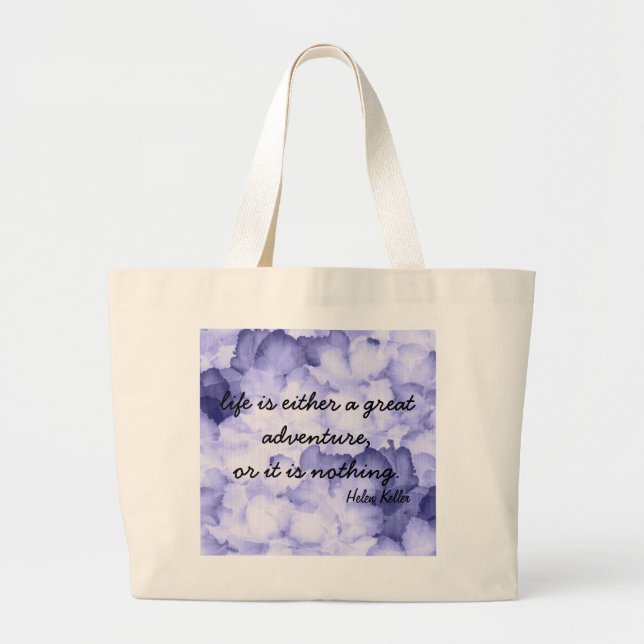 Purple flower Helen Keller quote tote bag. (Front)